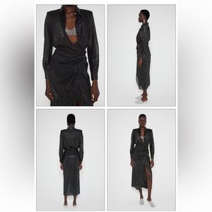 Zara.  Shiny wrap dress. Size large.   Color Black.